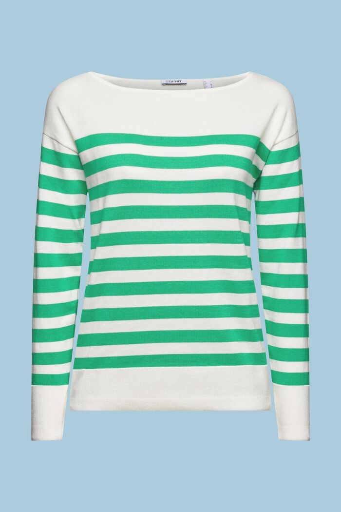 Gestreiftes Baumwoll-Sweatshirt mit Bootausschnitt