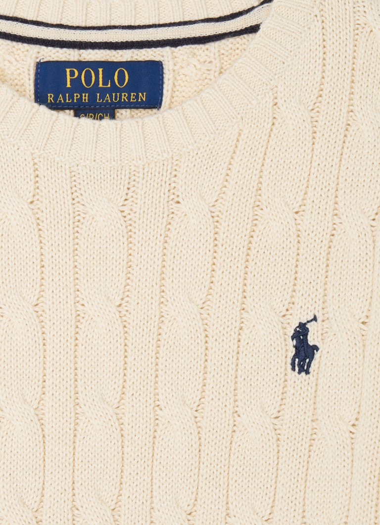 Sweter Ralph Lauren o splocie warkoczowym z haftowanym logo
