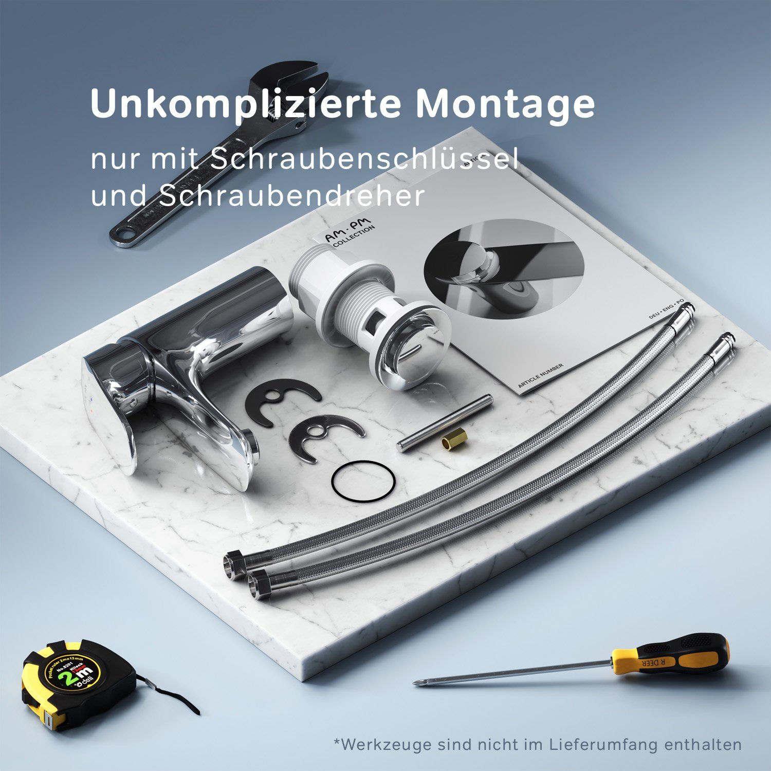 AM.PM Waschtischarmatur Waschbeckenarmatur Like Waschbecken Wasserhahn Bad (mit Klick-Ablaufgarnitur, Mischbatterie in 2 Auslaufhöhen: 65mm o. 216mm) Waschtisch Mischbatterie Badezimmer Badarmatur