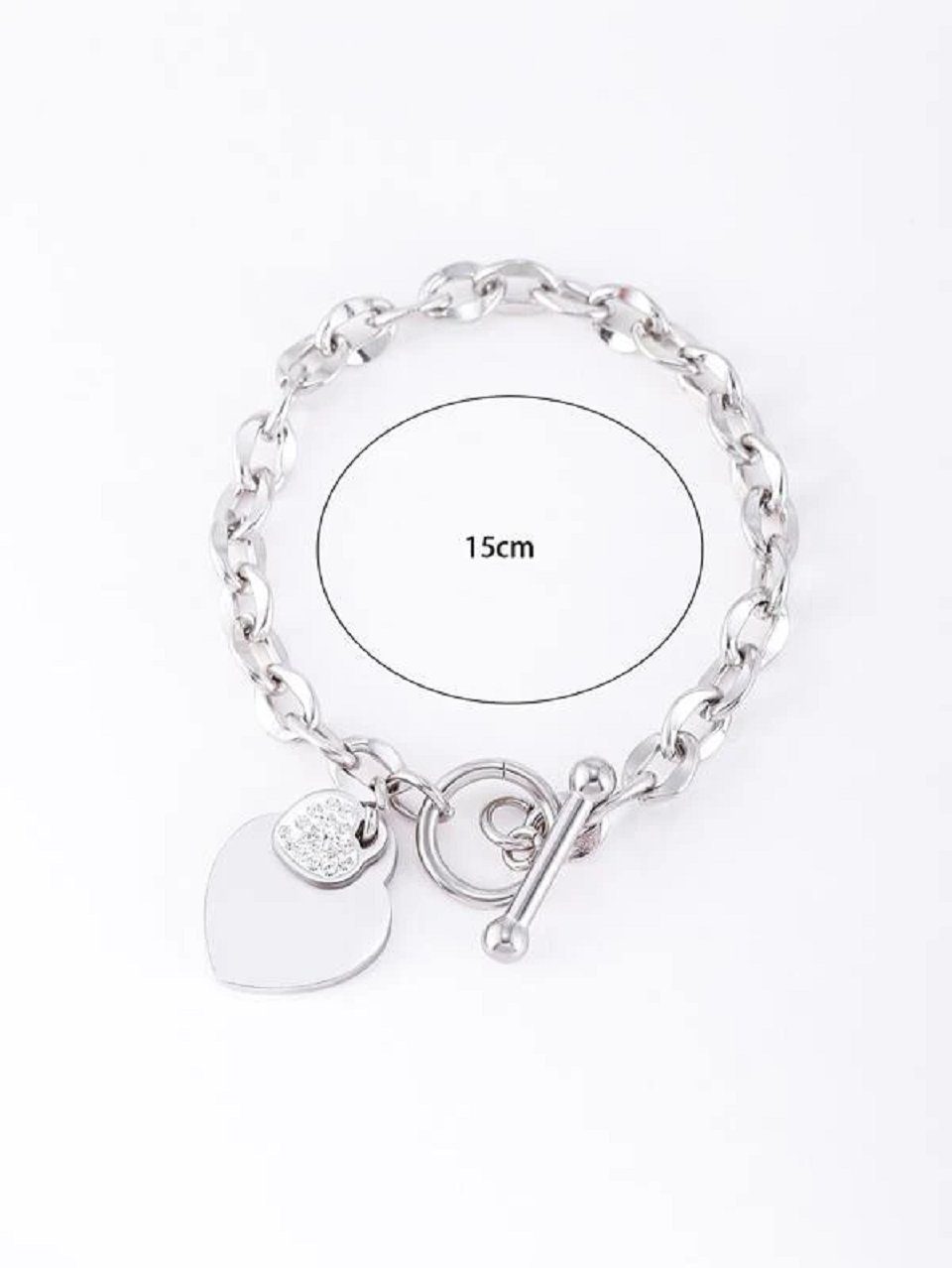 ENGELSINN Armband Herz Charm Armband Edelstahl Schmuck Silber, Mit Anhänger
