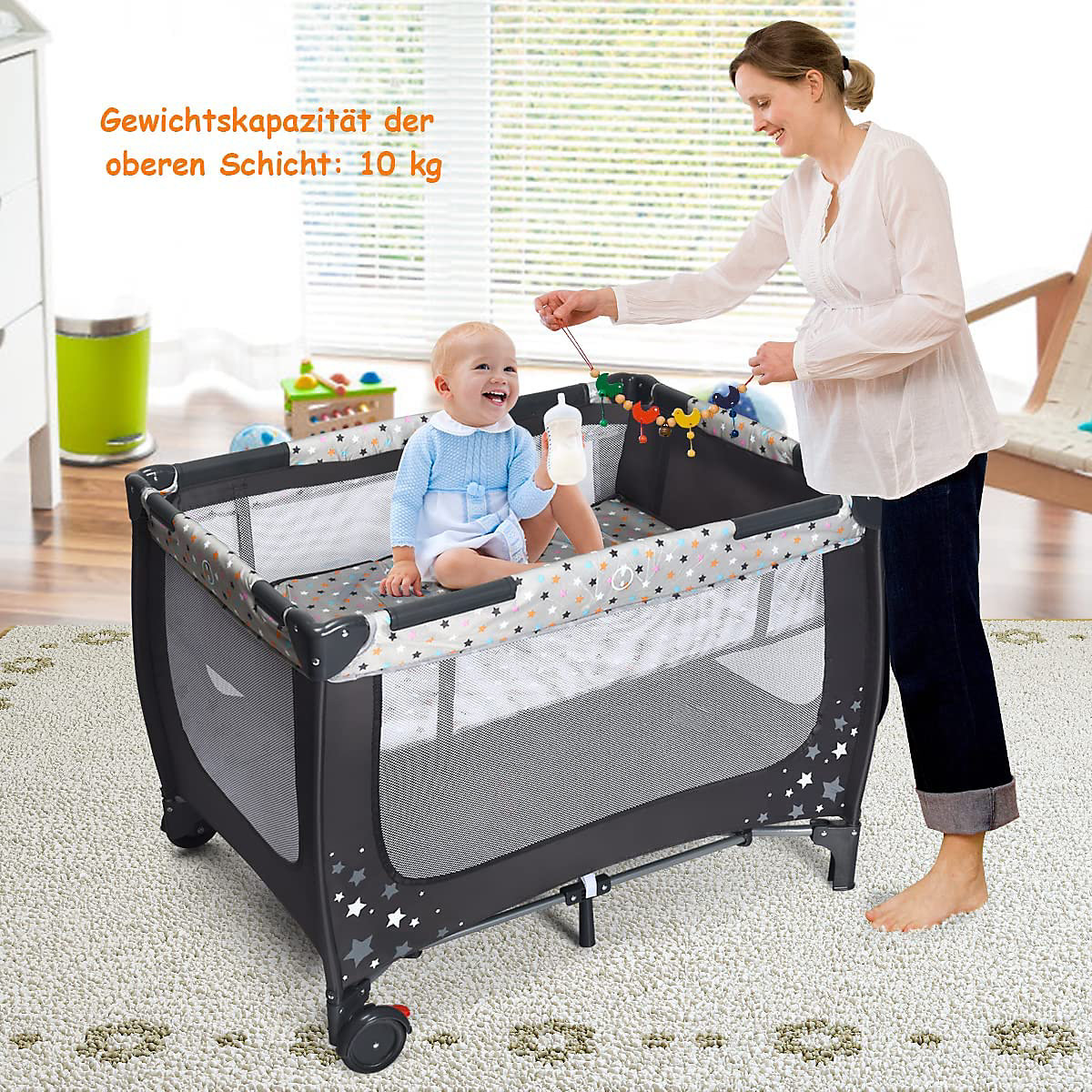 Reisebett mit Matratze 120x60cm