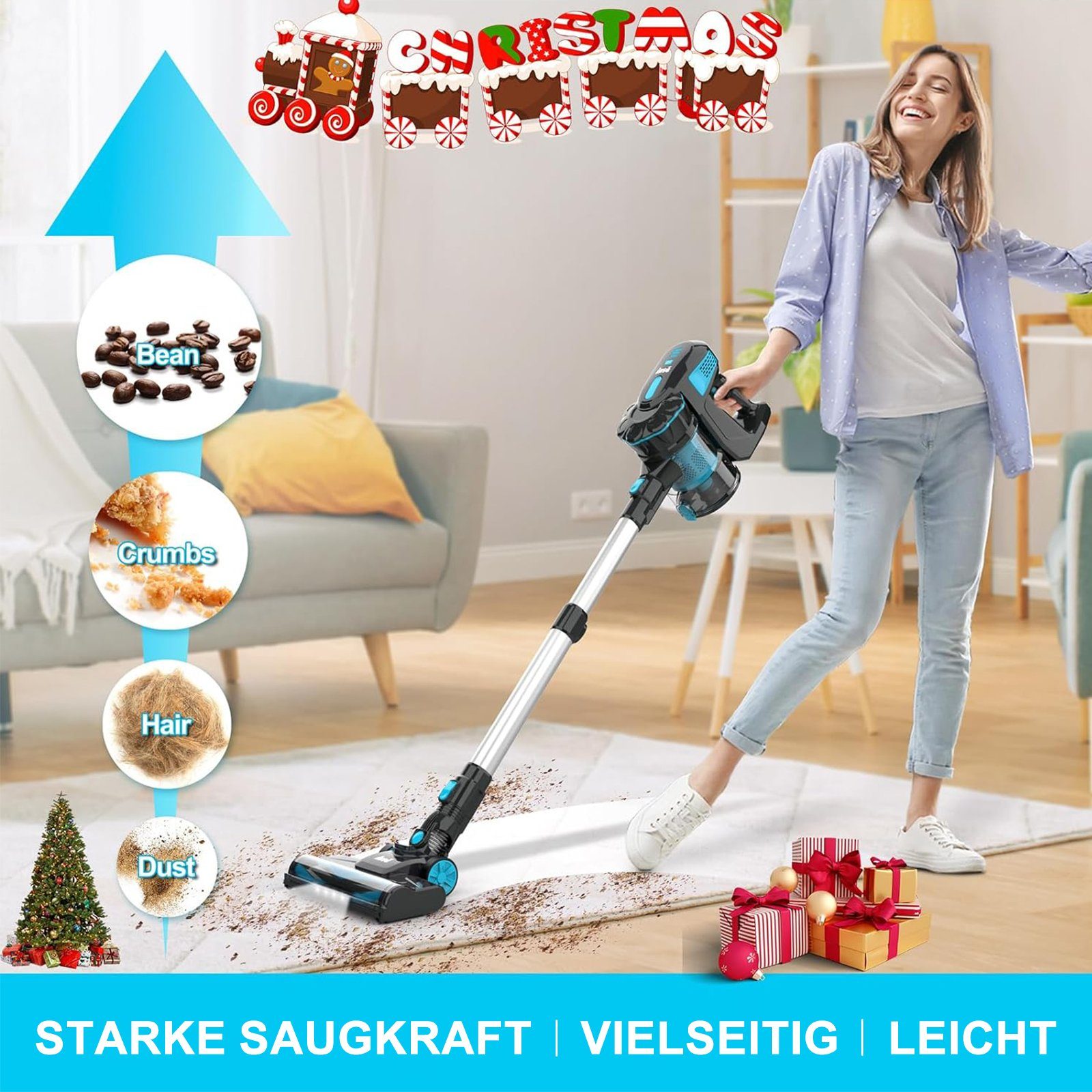 INSE Akku-Hand-und Stielstaubsauger V770, 600W Stielstaubsauger mit Kabel 6M, 20KPA Handstaubsauger