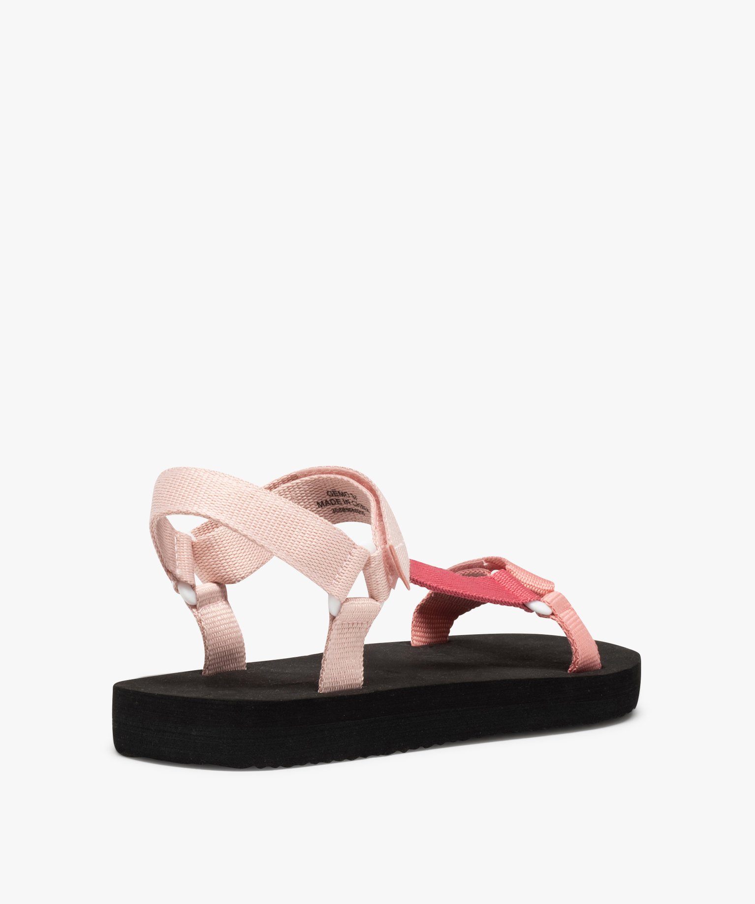 Sandales de plage femme à brides en toile scratch rose | GEMO