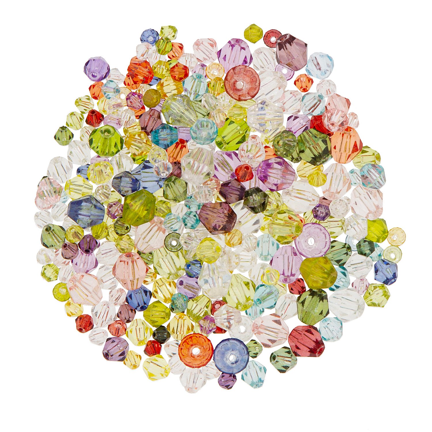 Facettierte Glasperlen, bunt, 4–8 mm Ø, 50 g