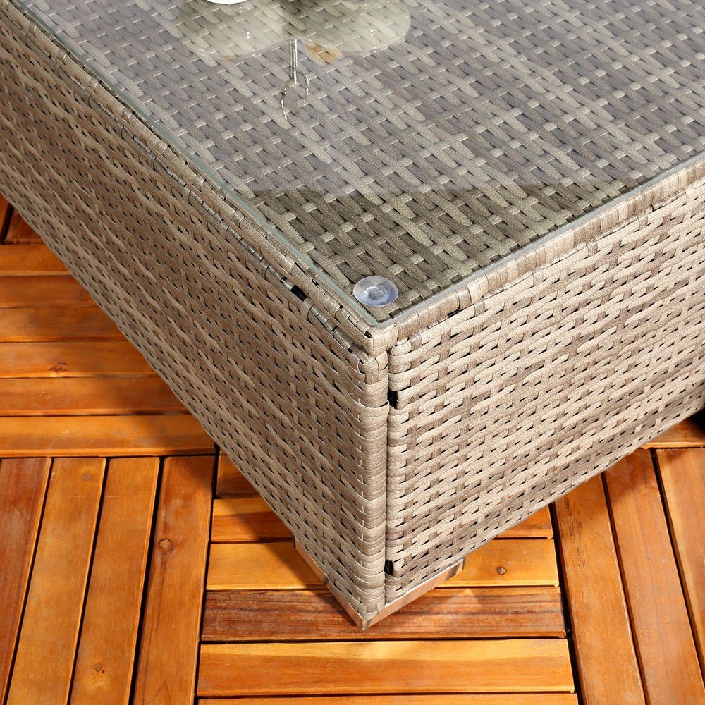 Mucola Gartenlounge-Set Lounge Gartenmöbel Set Sitzgruppe Polyrattan Gartenlounge Gartenmöbel, (Set, 8-tlg., 1x Mehrteiliger Sofa 1x Ottomane 1x Tisch), Kissen inkl. Reißverschluss, daher abnehm- und waschbar