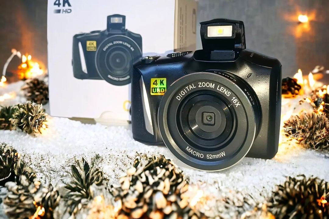 A Ade Digitalkamera 4K, 48MP Fotokamera mit Makro-Objektiv Kompaktkamera (48 MP, inkl. 16X Zoomfaktor digital, Zeitraffer-Aufnahme, Loop-Aufnahme, Intervall-Foto, Slow-Motion-Aufnahme)