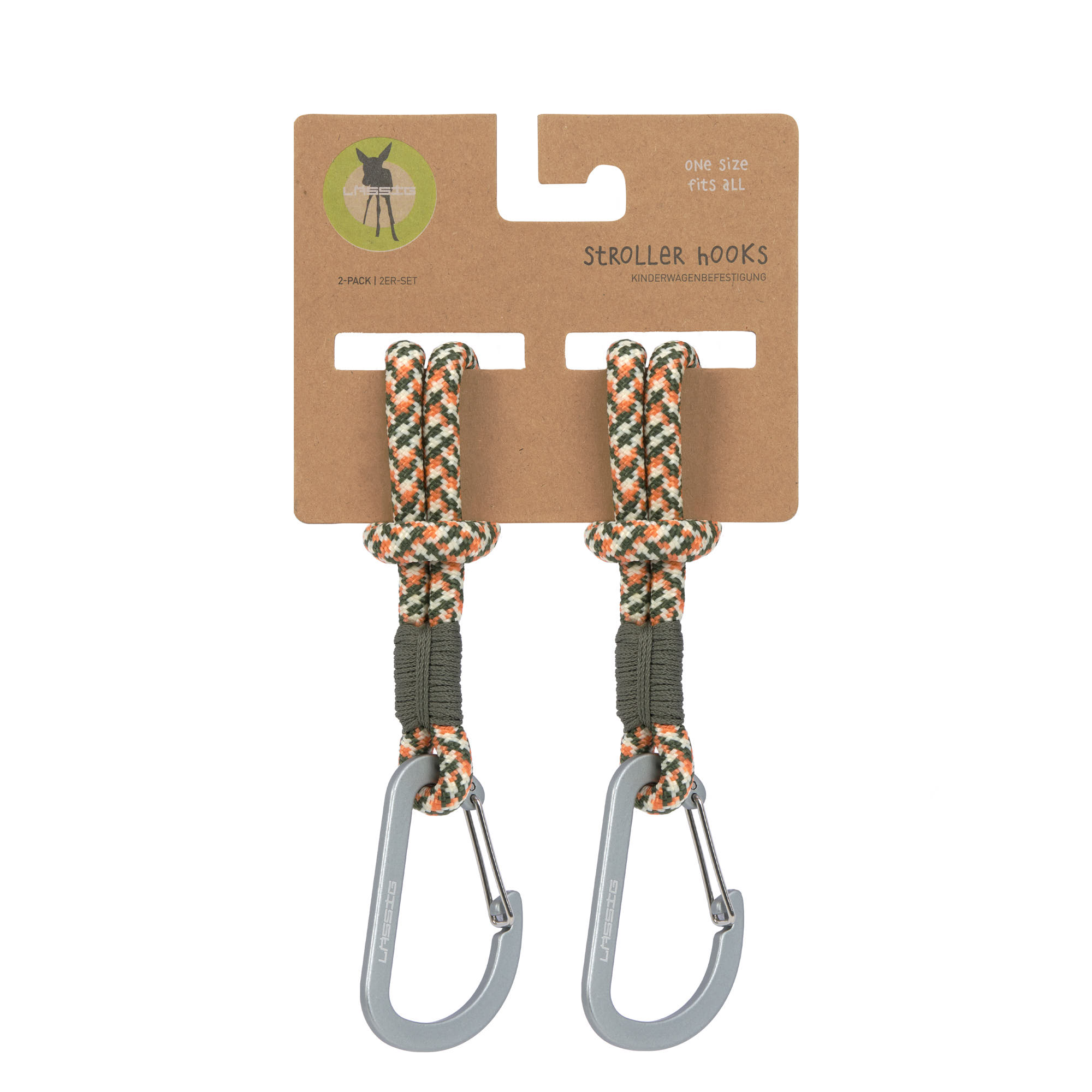 Kinderwagenhaken 2er Set - Karabiner, Oliv Rot