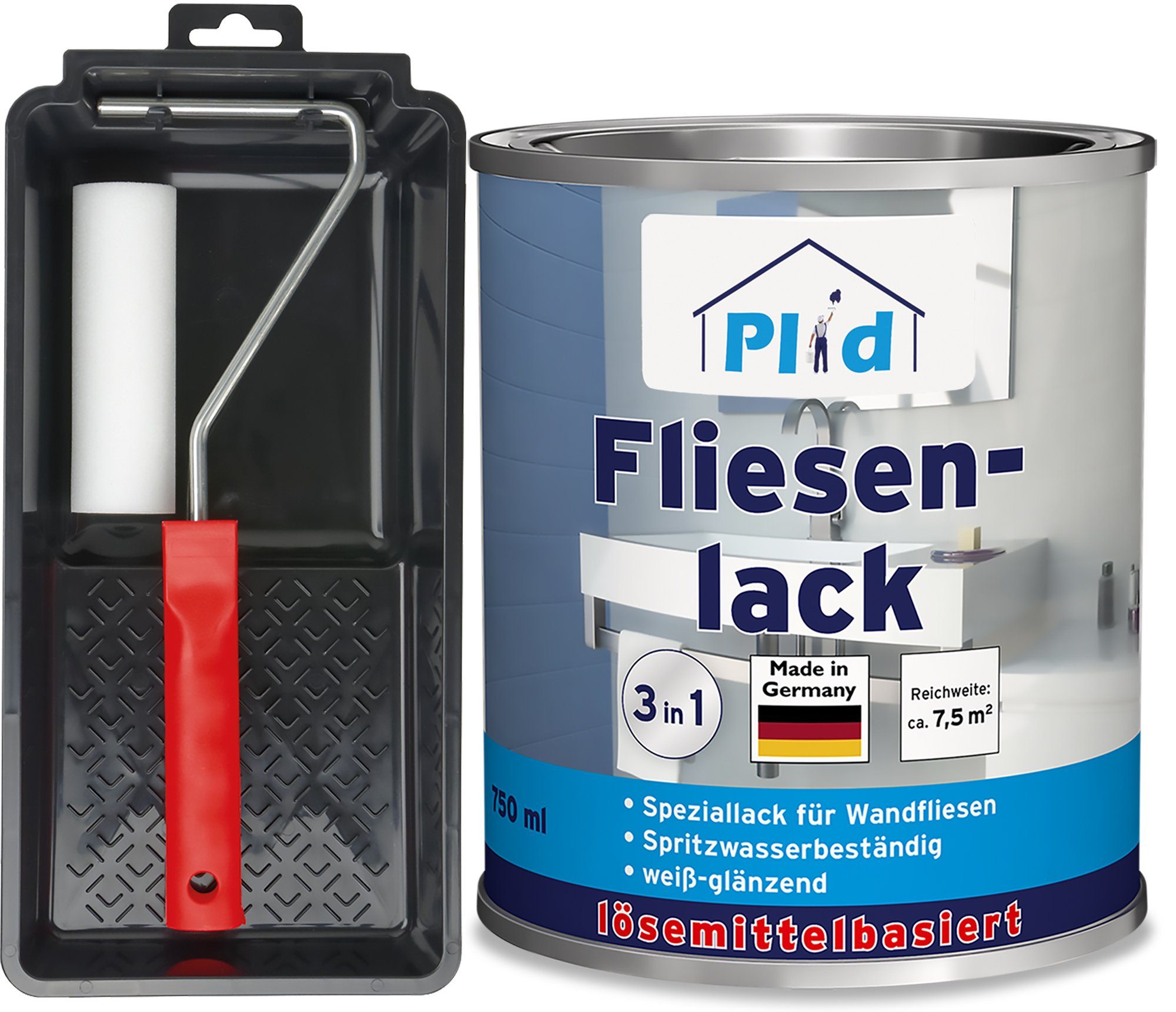 plid Fliesenlack Premium Fliesenlack Fliesen Lack Fliesenfarbe Lackierset, schnelltrocknend, spritzwasserbeständig, verarbeitungsfertig