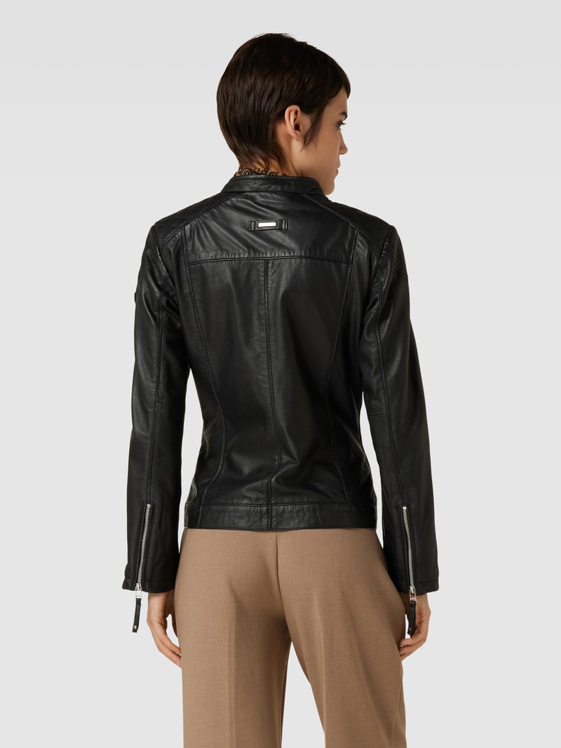 Lederjacke mit Steppnähten in black