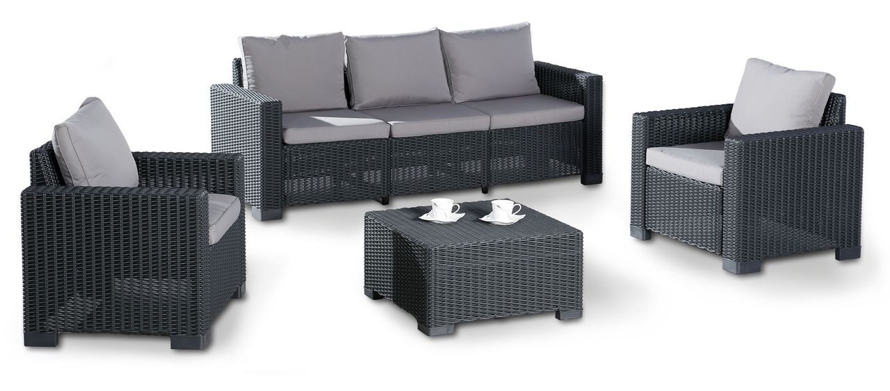 BEST 4-tlg. Lounge Gruppe Mombasa graphit/hellgrau
