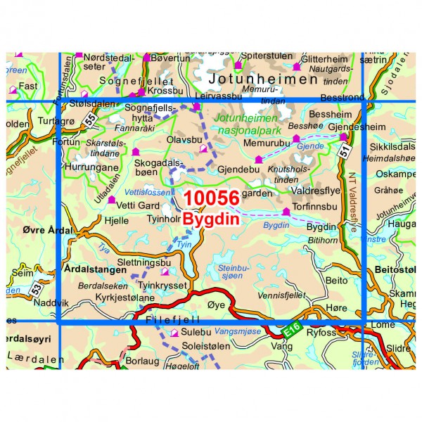 Nordeca - Wander-Outdoorkarte: Bygdin 1/50 - Wanderkarte
