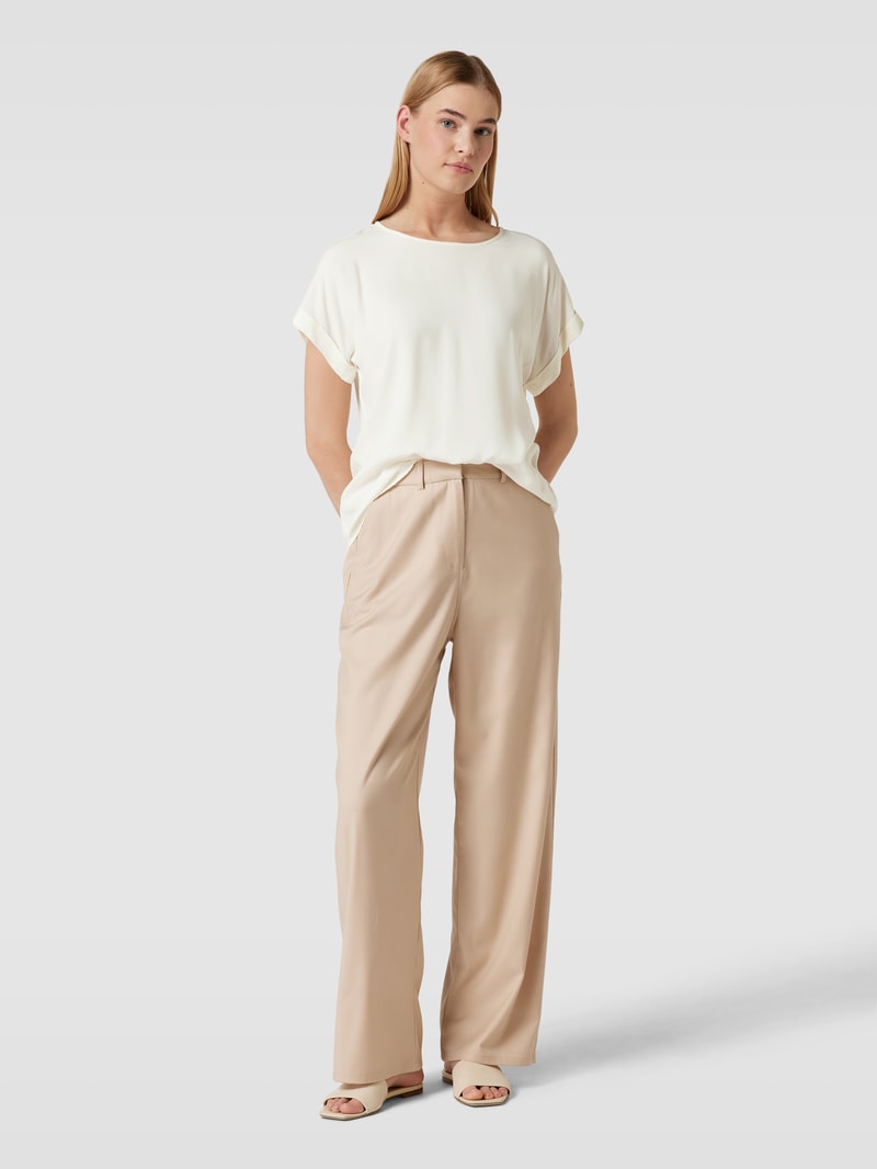 Blusenshirt aus reiner Viskose mit Kellerfalte in offwhite