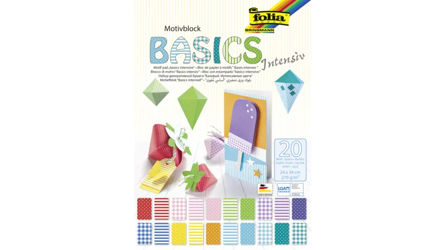 folia Motivblock Basic Intensiv 20 Blatt 24 x 34 cm sortiert