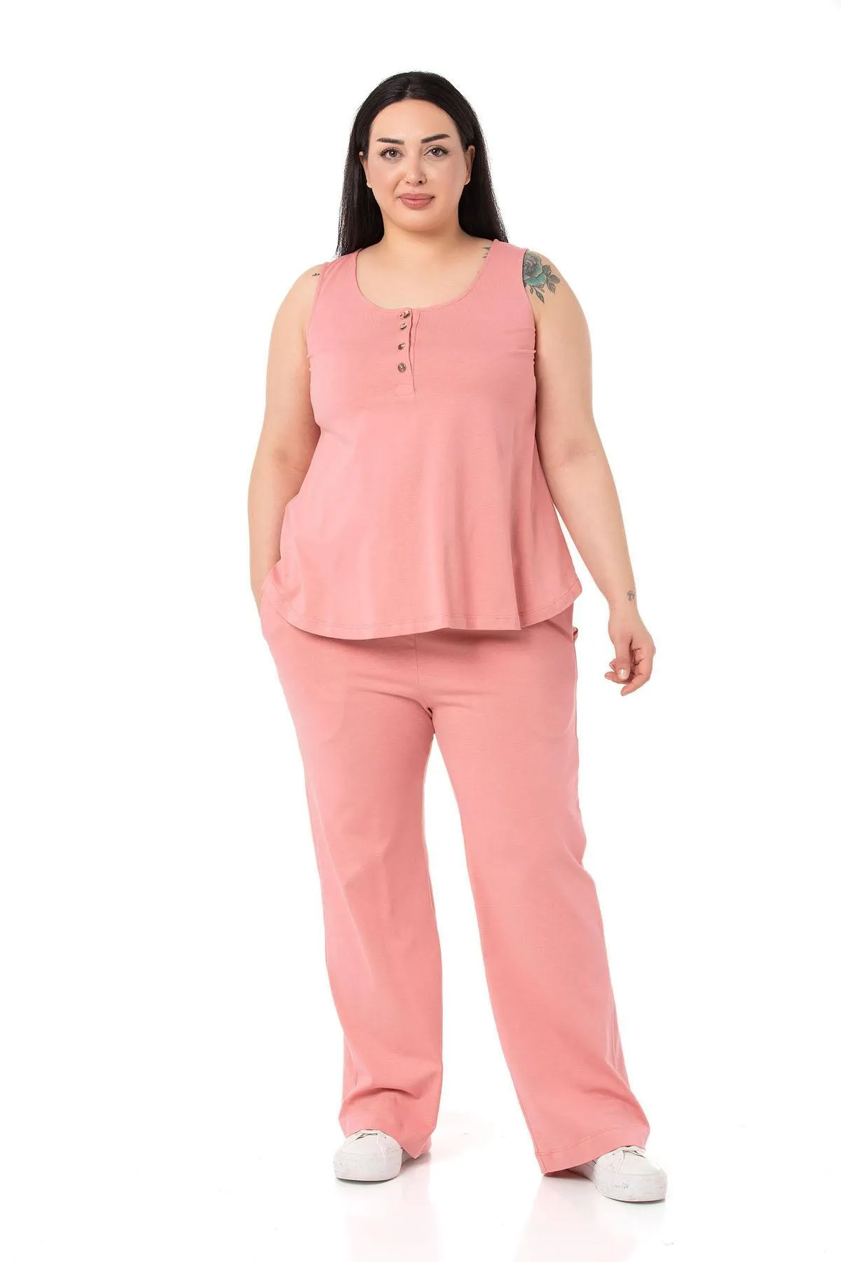DISENTIS MODEST  Trainingsanzug-Set aus gekämmter Baumwolle in Rosa in Übergröße