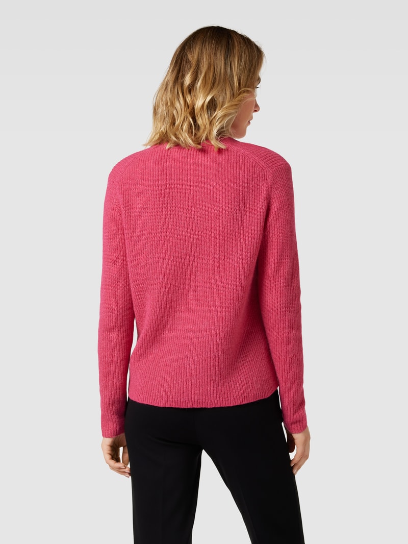 Strickpullover mit abgerundetem V-Ausschnitt Modell 'Style.Lana' in pink
