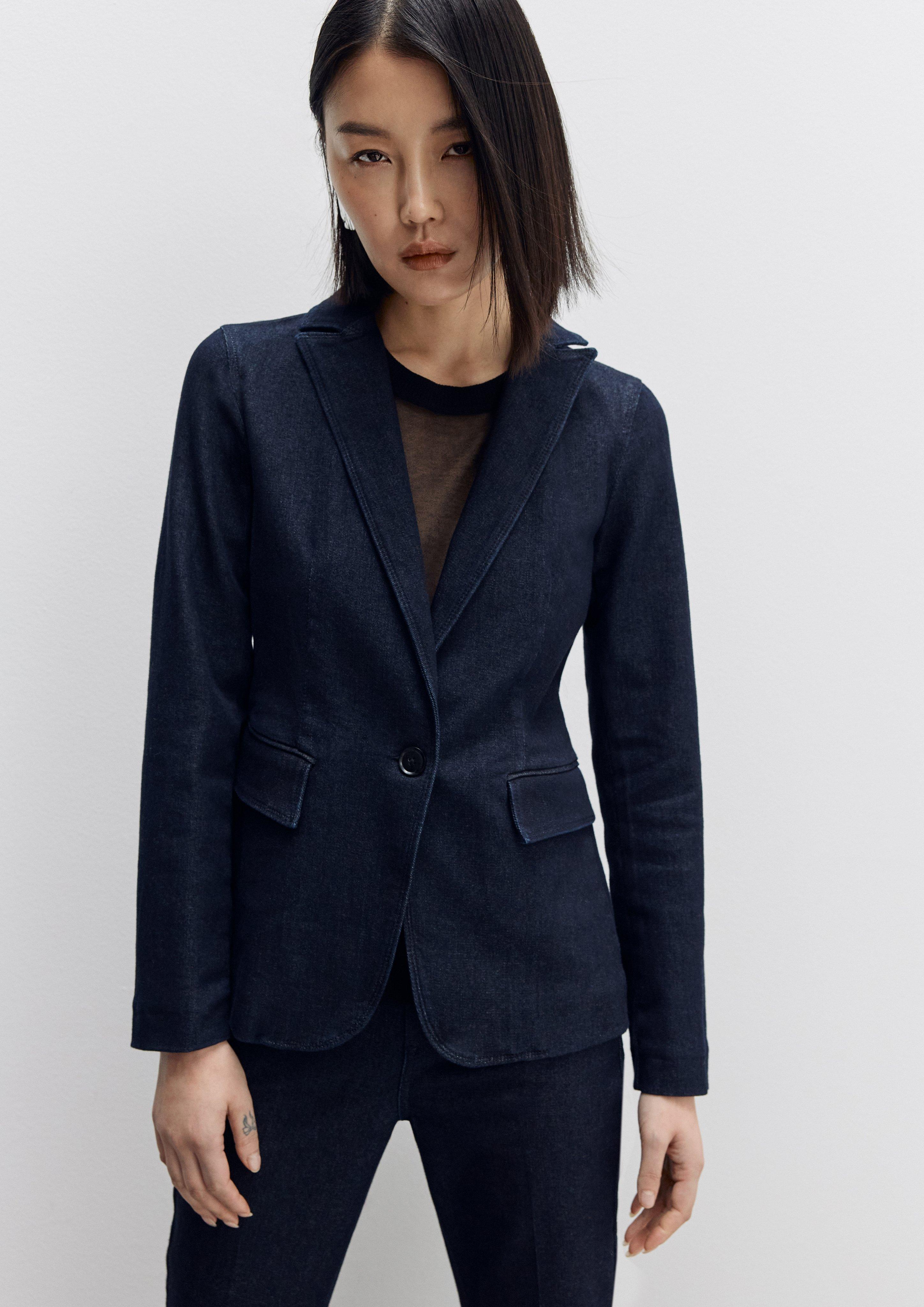 Jeansblazer mit Reverskragen - navy