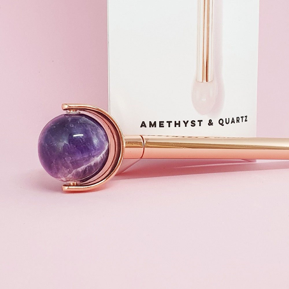 LAVAY Paris Beauty-Tools Crystal Gesichtsroller – Amethyst & Rosenquartz