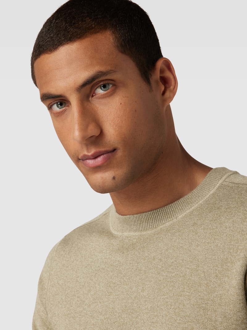 Strickpullover mit Rundhalsausschnitt Modell 'Onore' in schilf