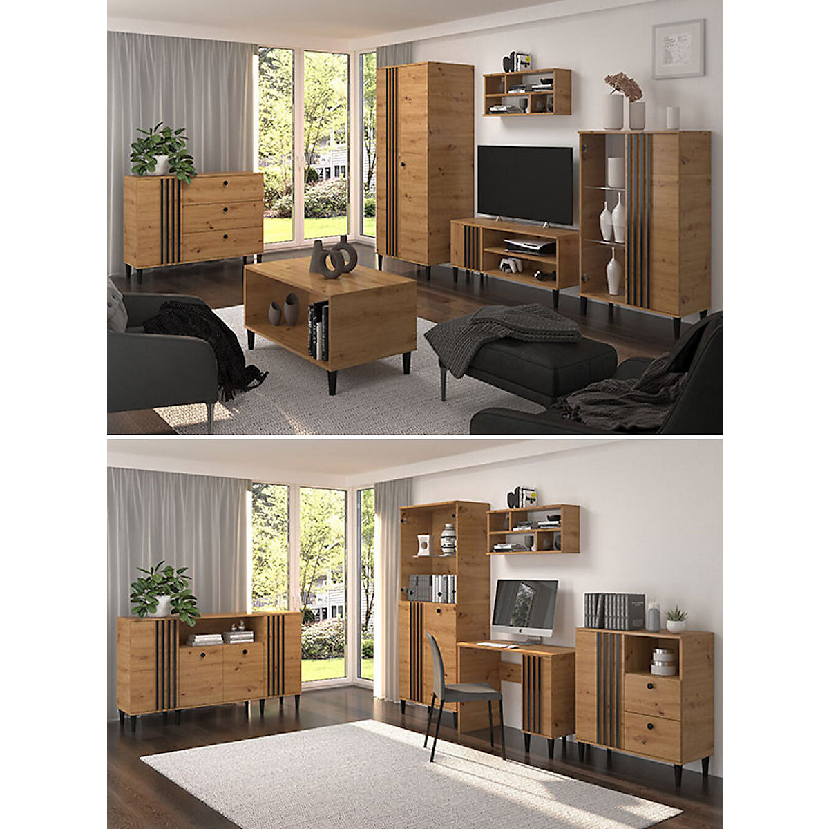 Schreibtisch Bürotisch Livia 100x50x74,5cm Artisan Eiche schwarz