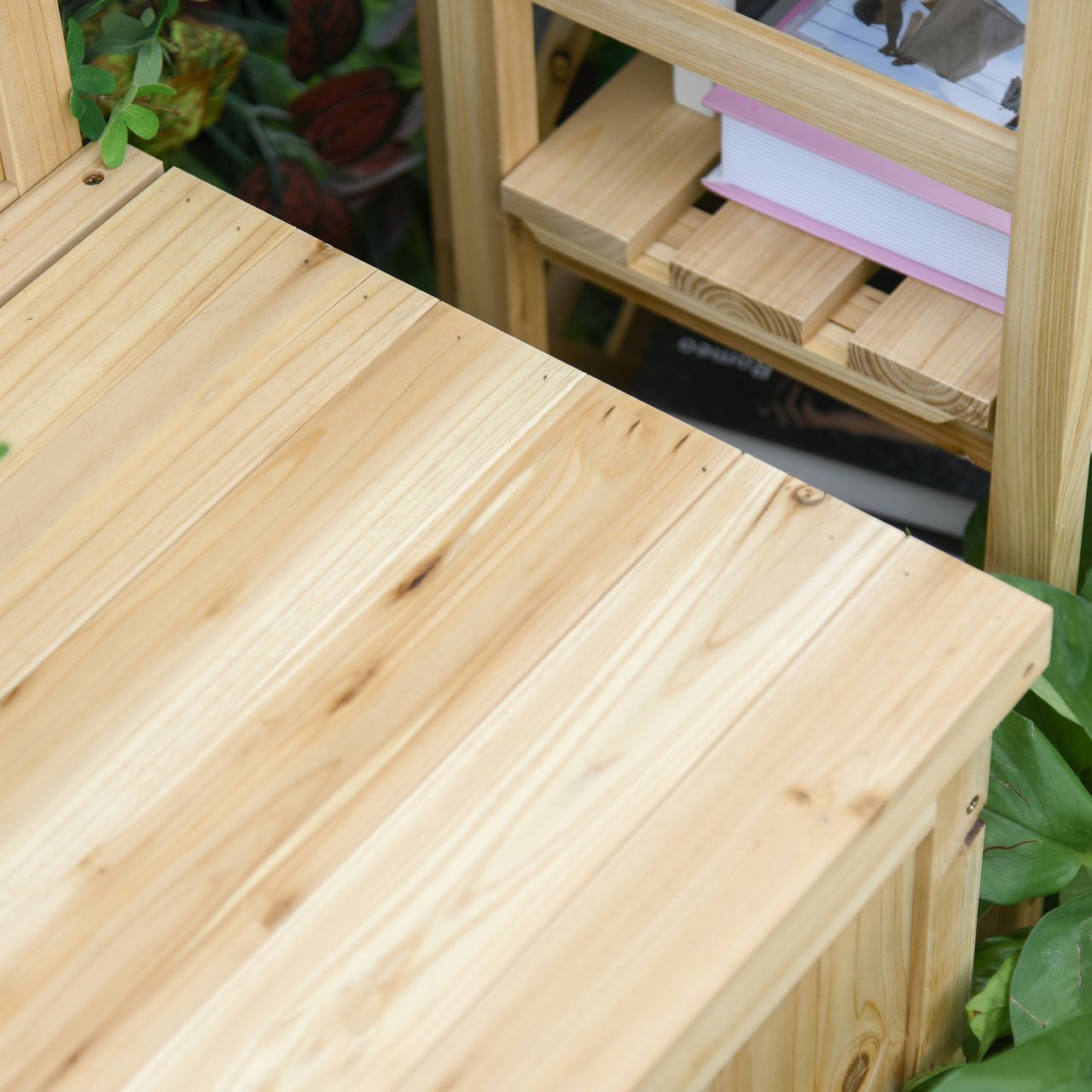 Outsunny Gartenbank mit Stauraum Natur 115 x 45 x 75 cm