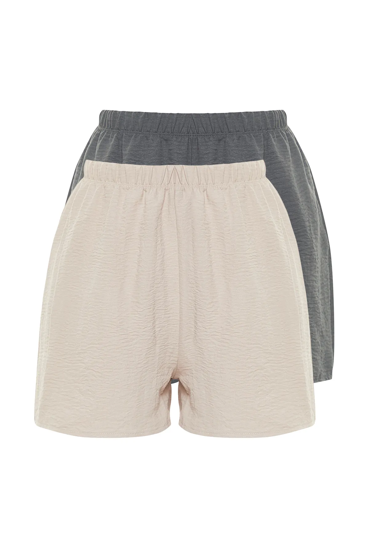 Trendyol Collection  Beige-mehrfarbige Shorts aus Viskosegewebe im 2er-Pack THMSS23SR00020