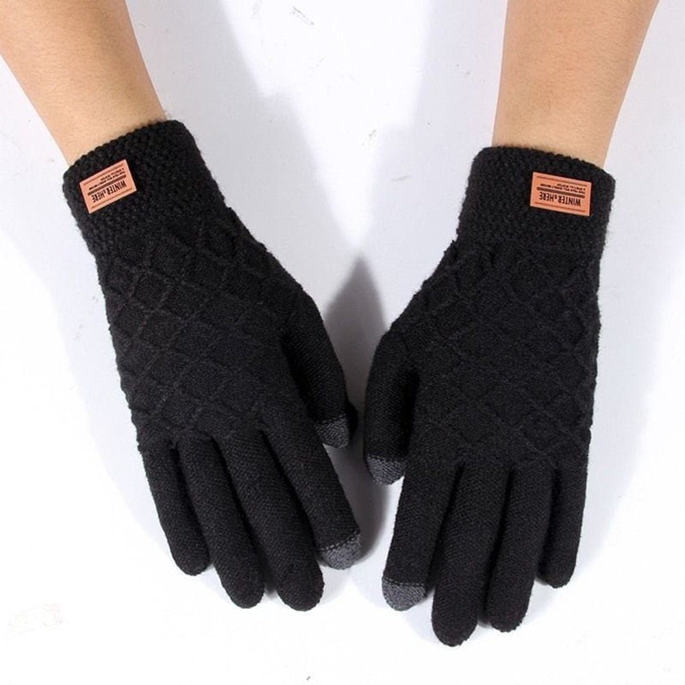 Lycille Strickhandschuhe elegante und warme Männer-Handschuhe mit Muster innen gefüttert (1 Paar) sportliches und elegantes Design, Touchscreen geeignet, wärmend