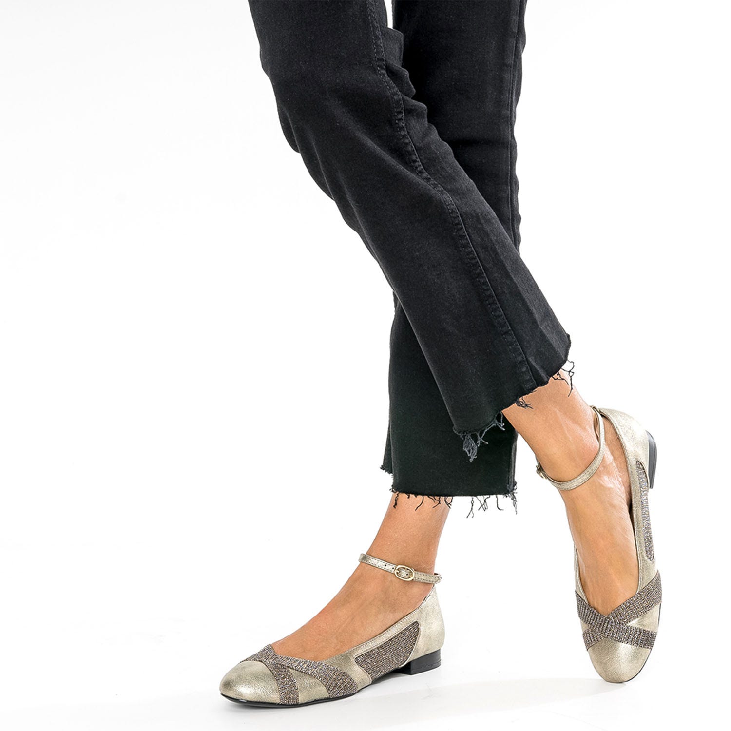 Ballerine or à ganses irisées
