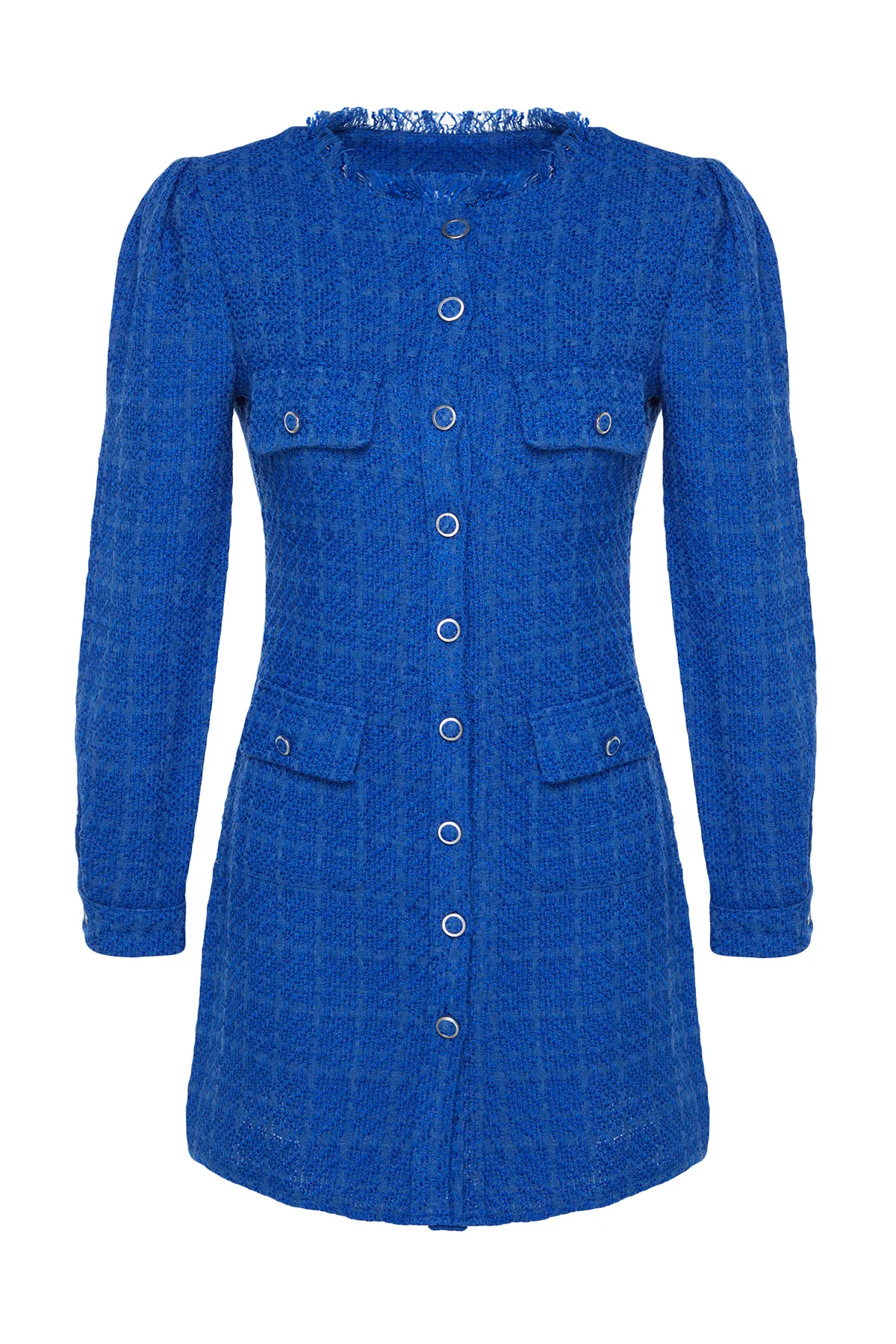 Trendyol Collection  Saks gerade geschnittenes Tweed-Jacken-Webkleid TWOAW24EL00405