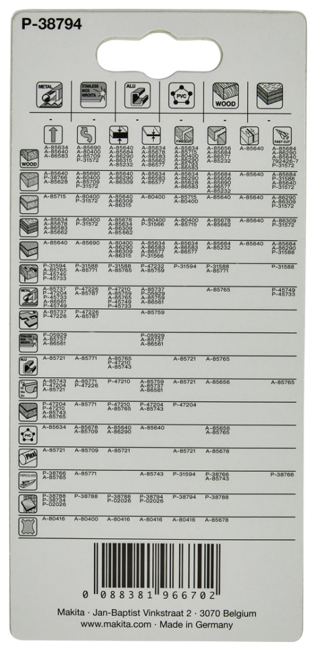 Makita Tilbehør P-38794 Stiksavklinge fin wolfram 3 dele
