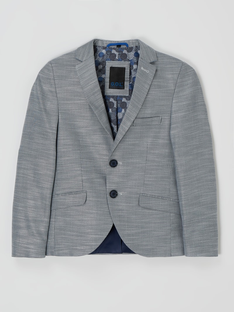 Slim Fit 2-Knopf-Sakko mit Stretch-Anteil in blau meliert