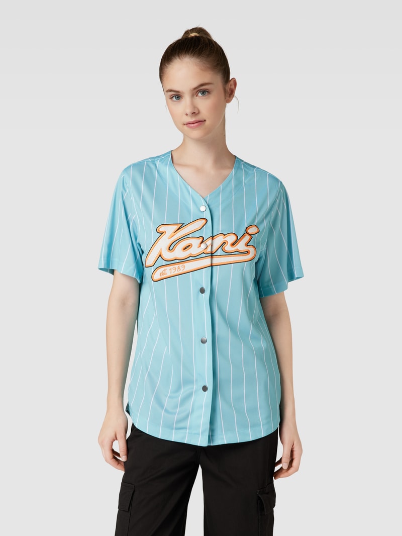 T-Shirt mit Streifenmuster in ozean blau