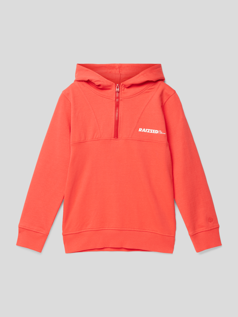 Hoodie mit kurzem Reißverschluss Modell 'WEBB' in rot