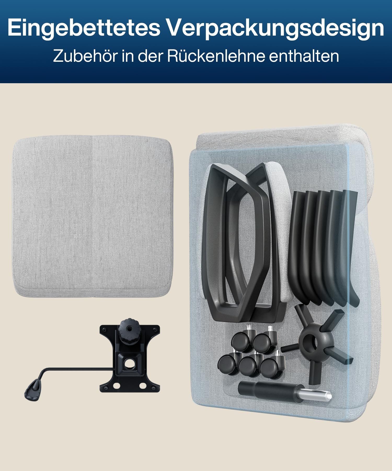 Fangqi Gaming-Stuhl Bürostuhl,360° drehbar, Rückenlehne 90°-110° neigbar, mit Kopfstütze, Mit gepolsterten Armlehnen, leise Rollen,Hochdichtes Netzgewebe