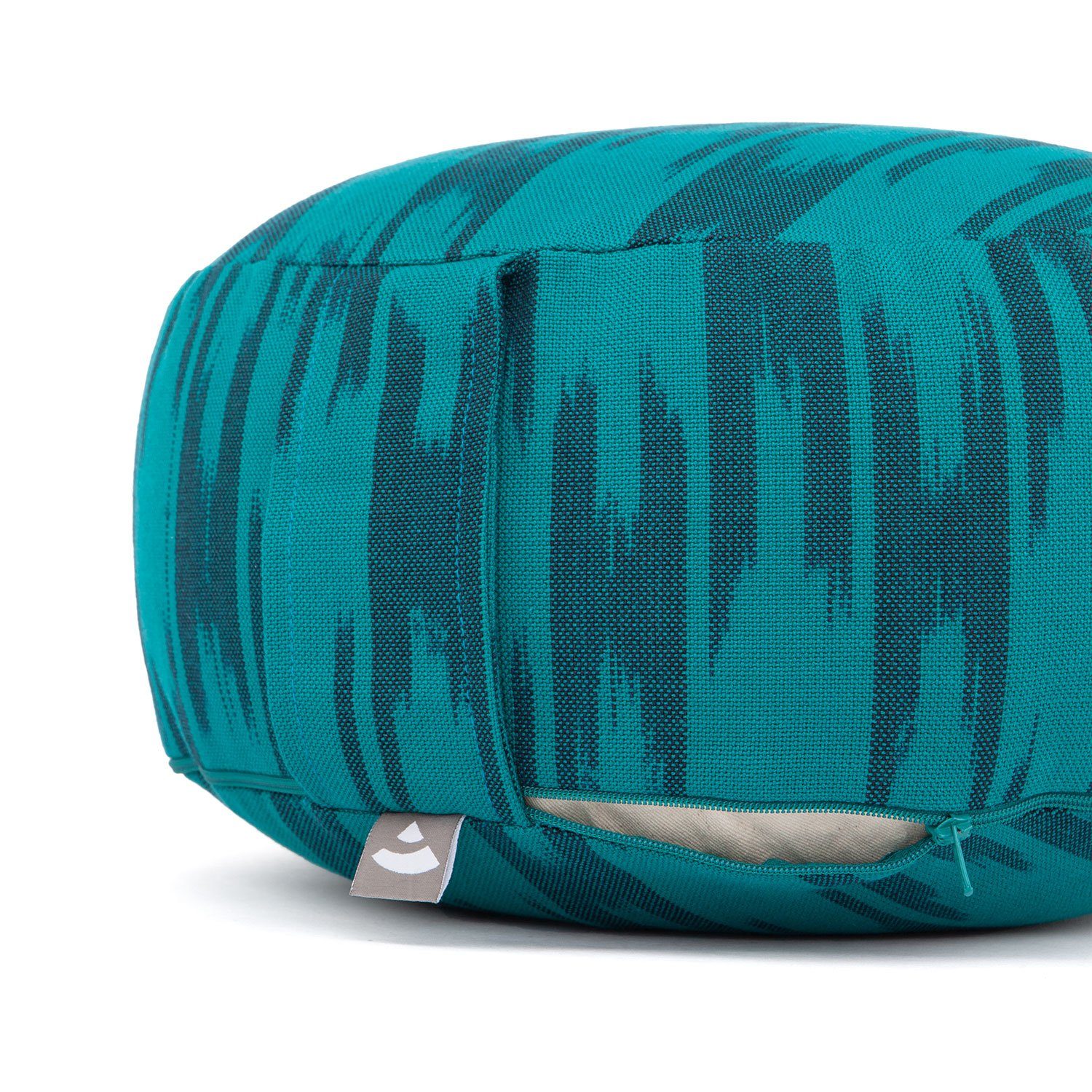 bodhi Meditationskissen Meditationskissen RONDO, ETHNO Collection, Ikat-Webstoff, blau-grün gemustert