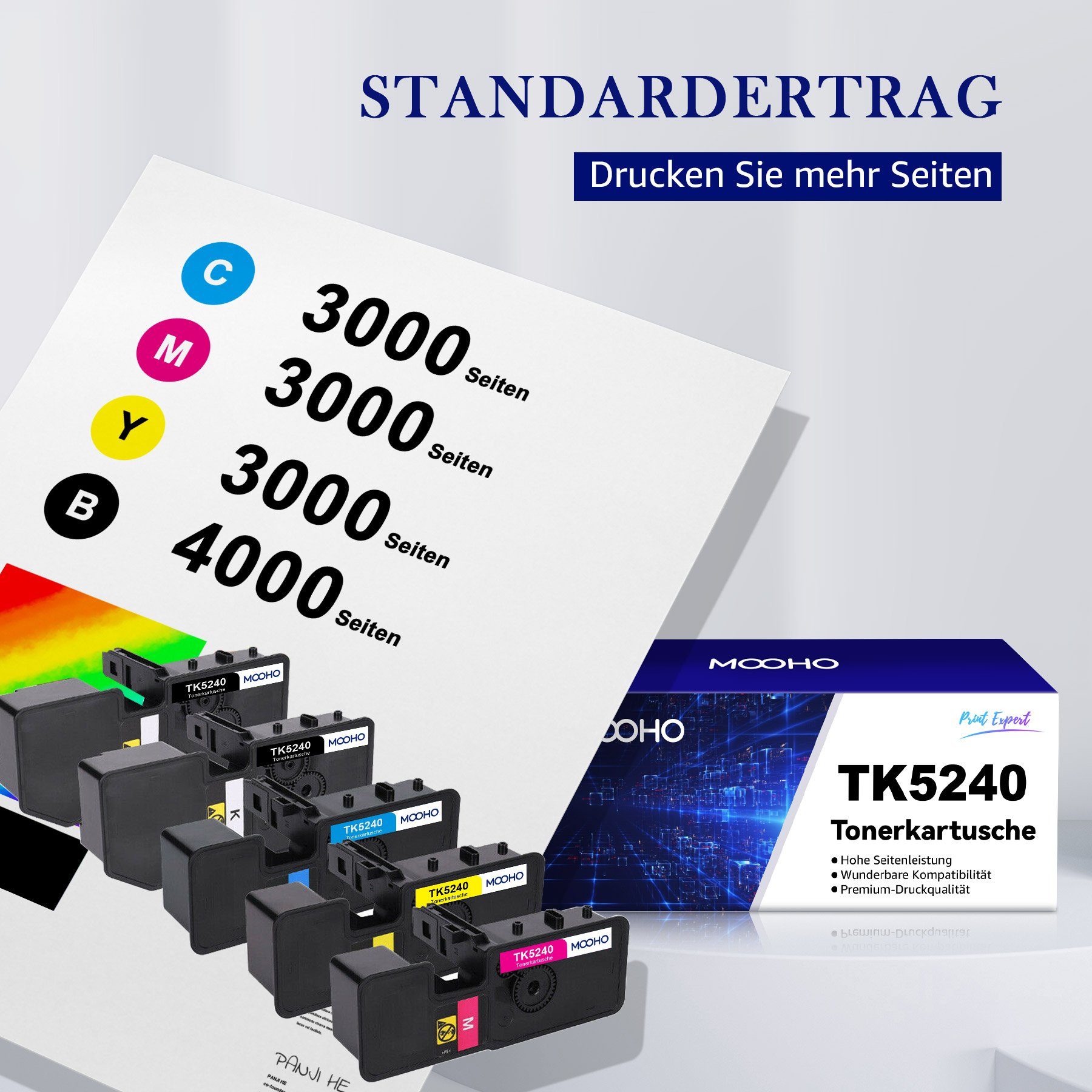 MOOHO Tonerkartusche TK-5240 für Kyocera TK5420 ECOSYS M5526cdw M5526 P5026cdn P5026