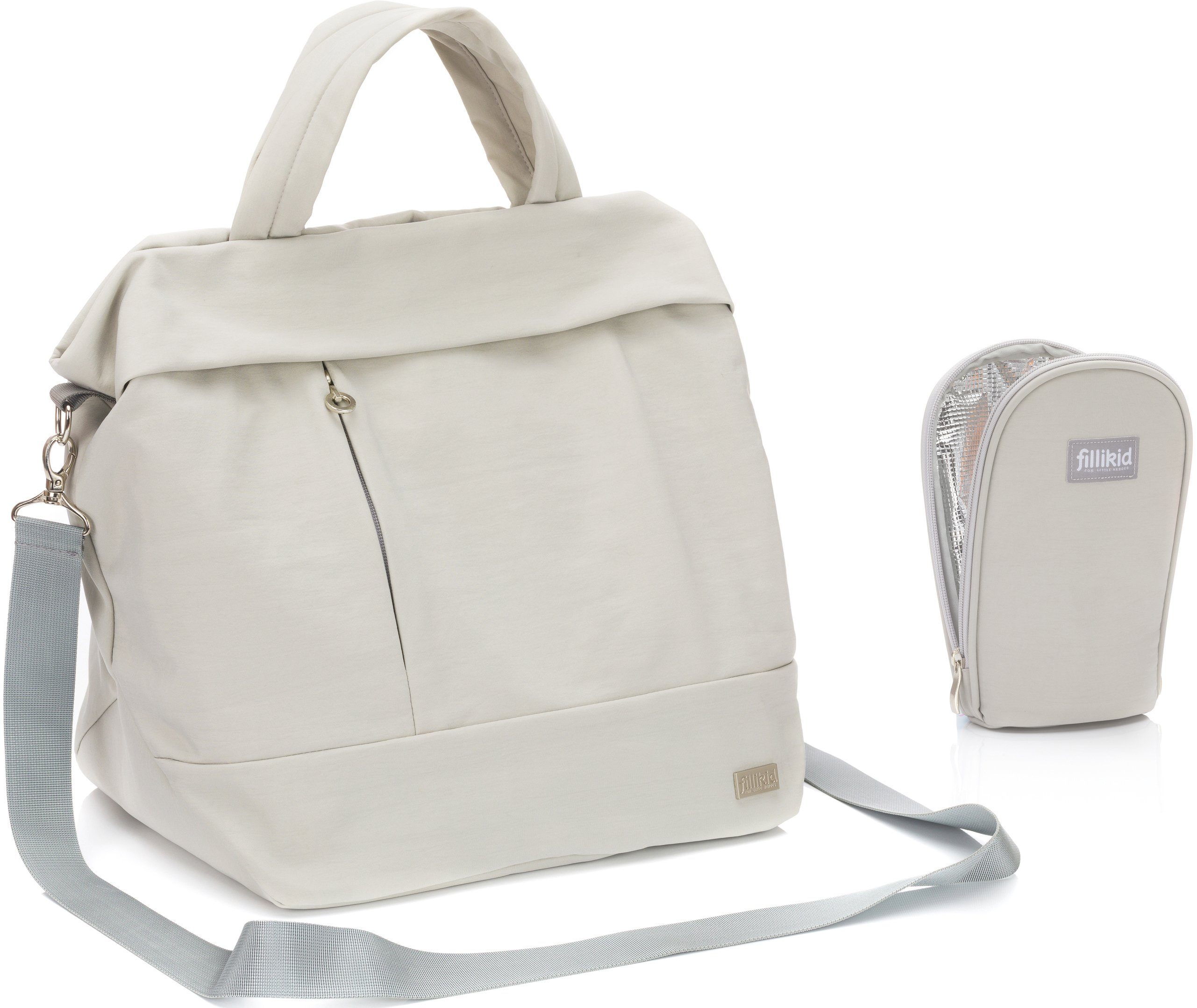 Fillikid Wickeltasche Palma, grau, mit Thermotasche und Wickelunterlage