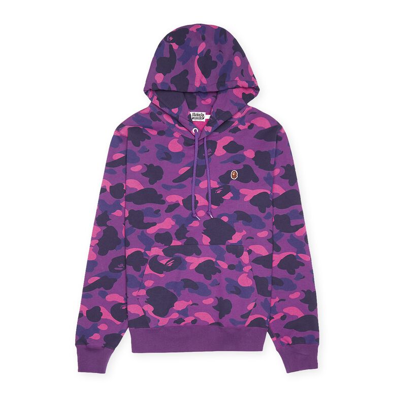A Bathing Ape Color Camo One Point Ape Head Pullover Hoodie M purple