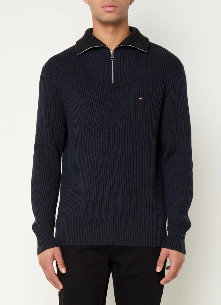 Tommy Hilfiger Rib-knit sweater with half zip and logo