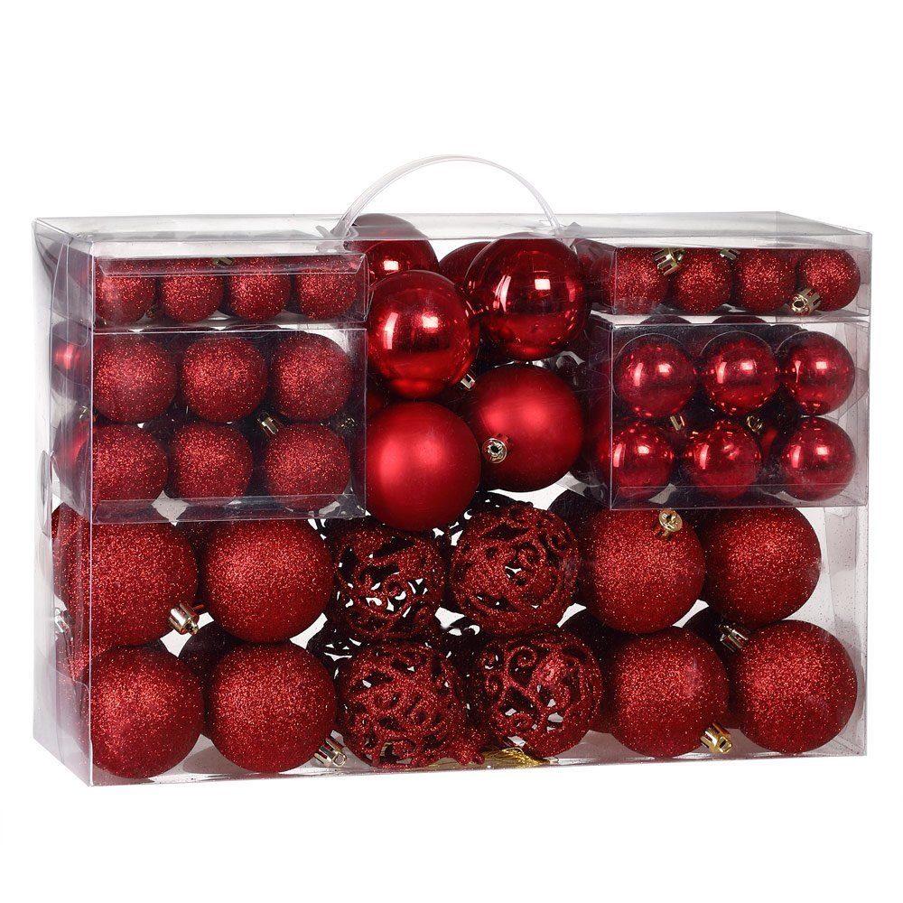 JUNG Christbaumschmuck Christbaumkugeln Weihnachtskugeln 100Stk Christbaumschmuck Kugeln (100-tlg), Weihnachtsdeko Weihnachtsbaumkugeln Weihnachtsschmuck Weihnachten