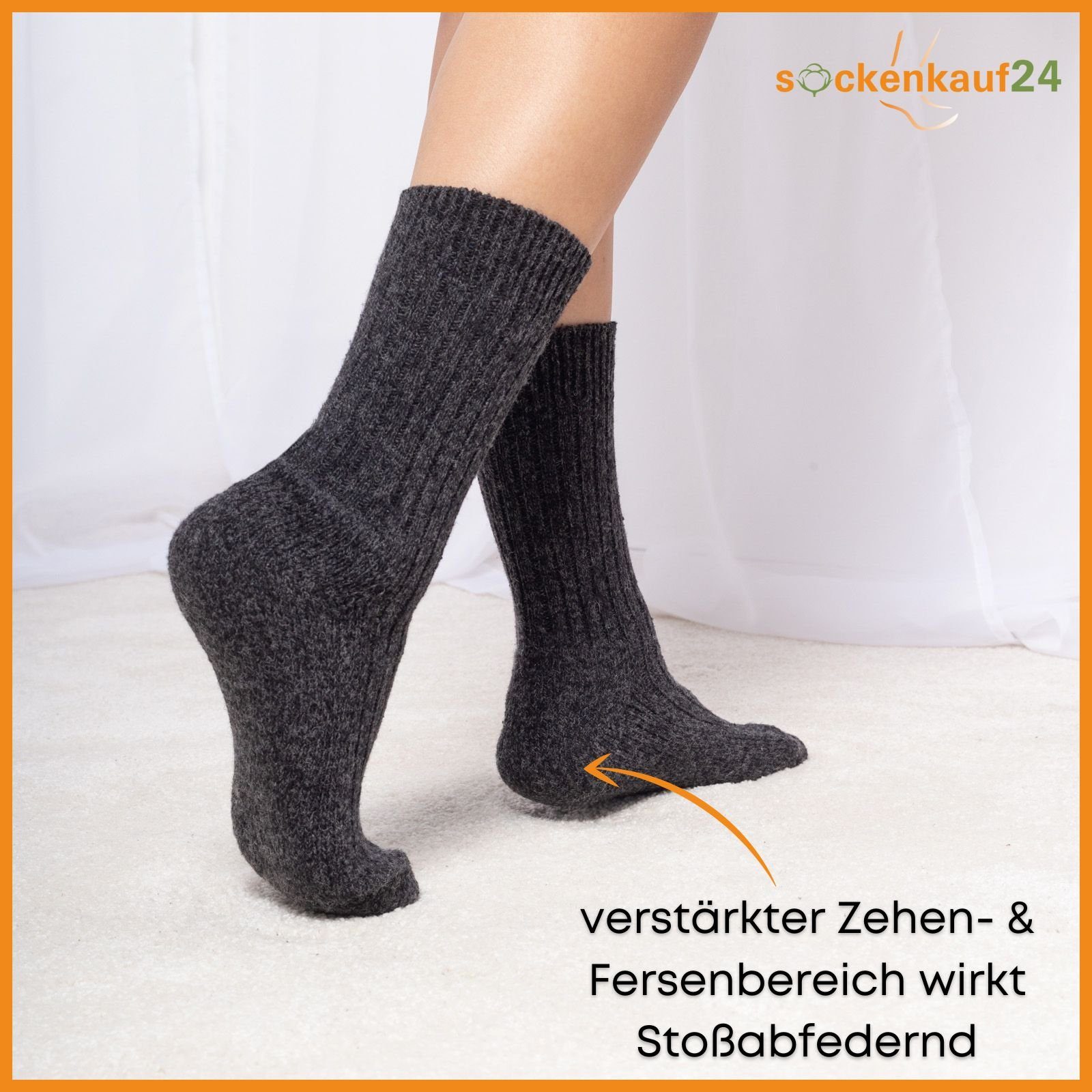 sockenkauf24 Norwegersocken 6 Paar Damen & Herren Socken mit Wolle Wintersocken (Grau/Anthrazit, 39-42) Schwarz Grau Anthrazit - 20100
