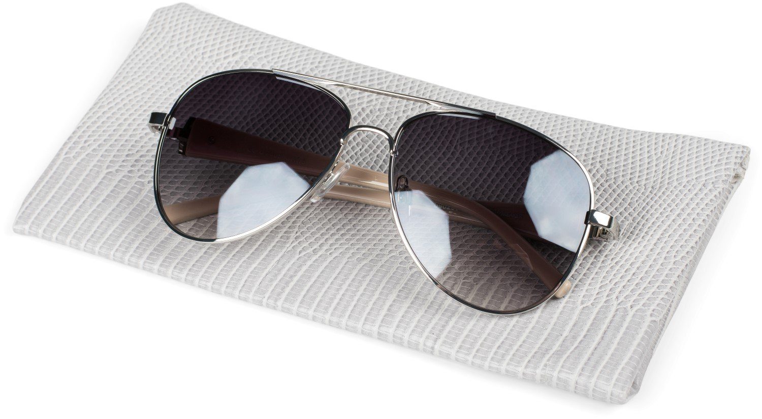 styleBREAKER Brillenetui, Krokoleder Optik Brillenetui Einfarbig mit Putztuch
