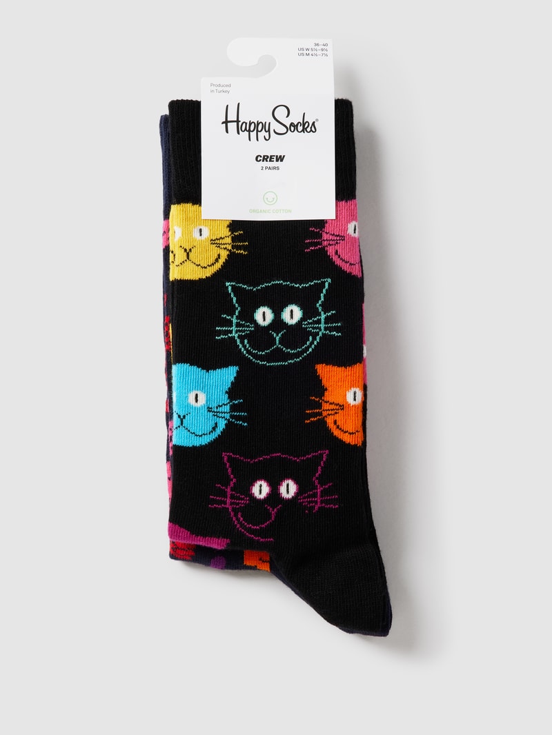Socken mit Allover-Muster Modell 'Cat' in schwarz