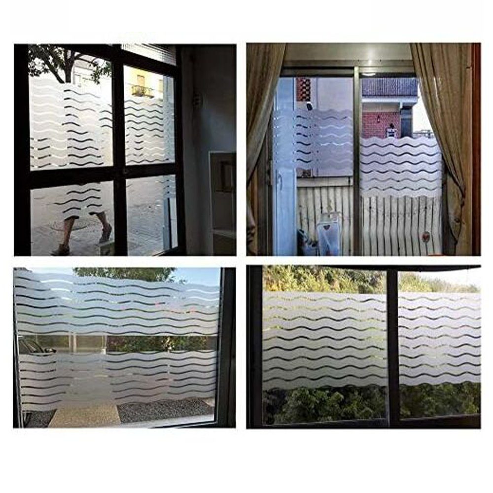 Fensterfolie Milchglas-Fensterfolie Fensterfolie Fensteraufkleber mit Wellenmuster, Zimtky