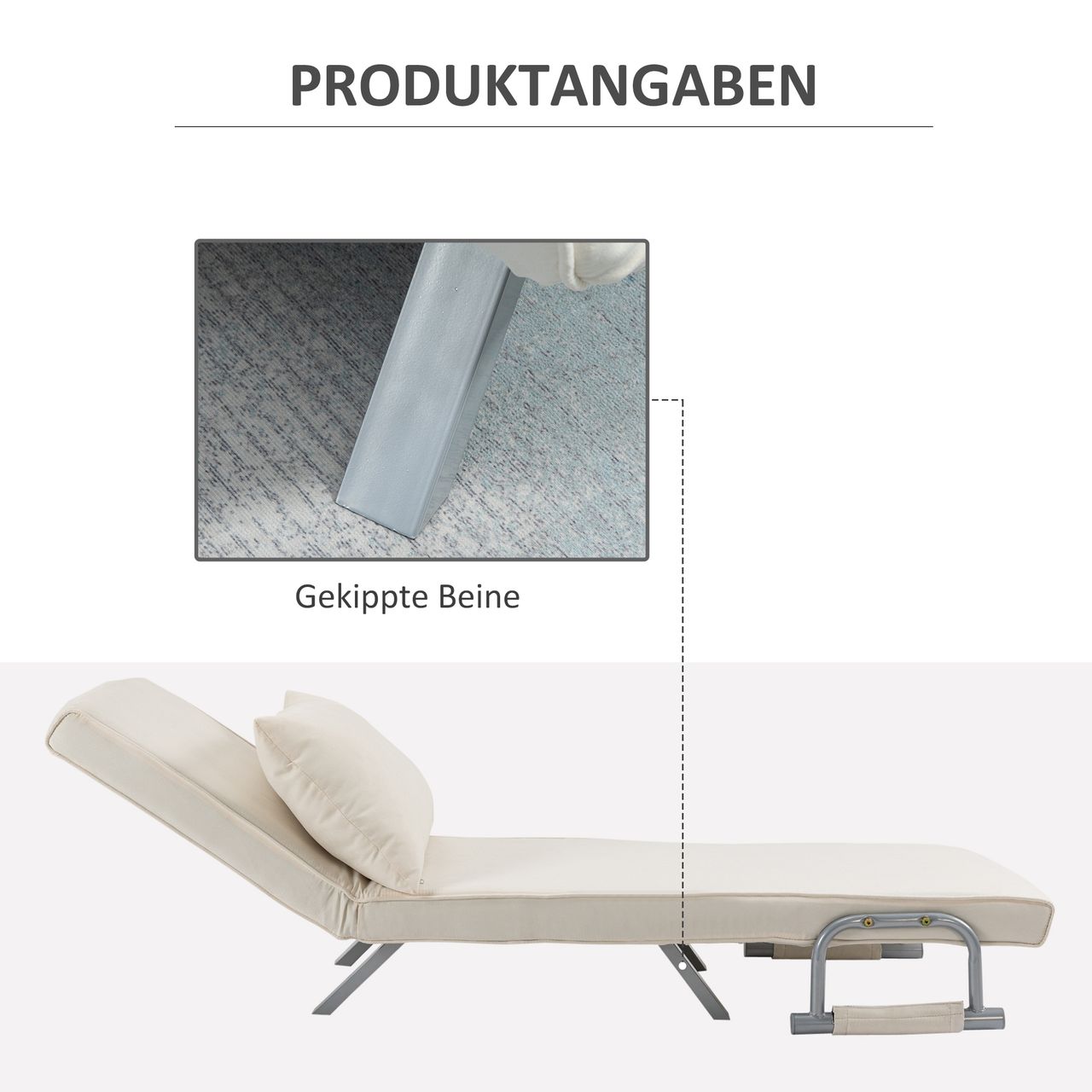 HOMCOM 3-in-1 Schlafsofa mit Armlehne Schlafsessel Klappbett Chaiselongue