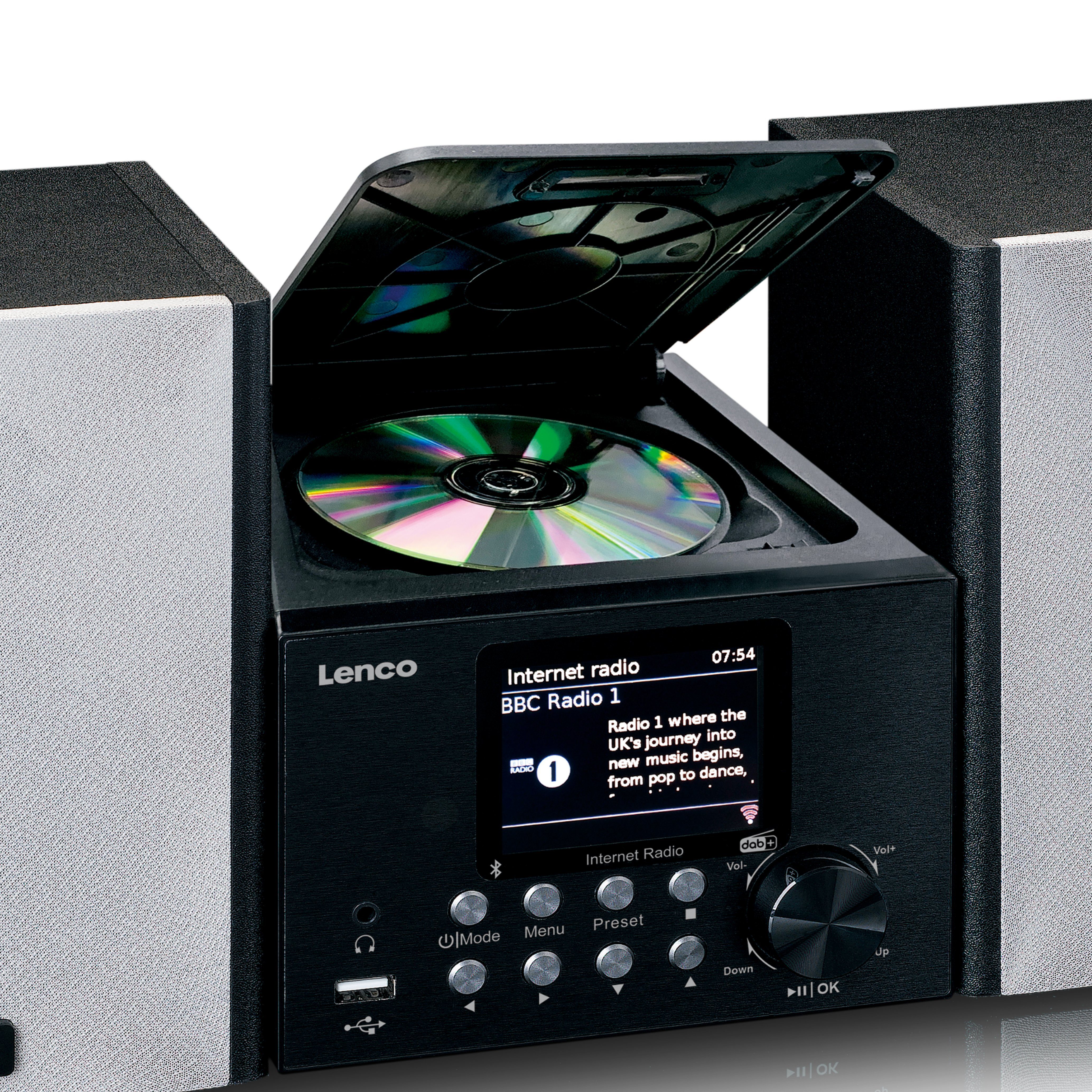 Lenco MC-250BK CD-Radiorecorder (DAB+,FM,Internet)
