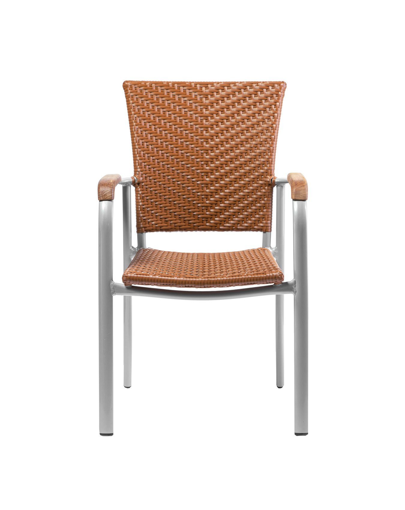Konway Stapelstuhl ARUBA (4 St), 4x KONWAY® ARUBA Stapelsessel Braun Premium Polyrattan Sessel