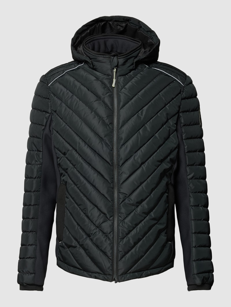 Steppjacke mit Label-Patch in schwarz