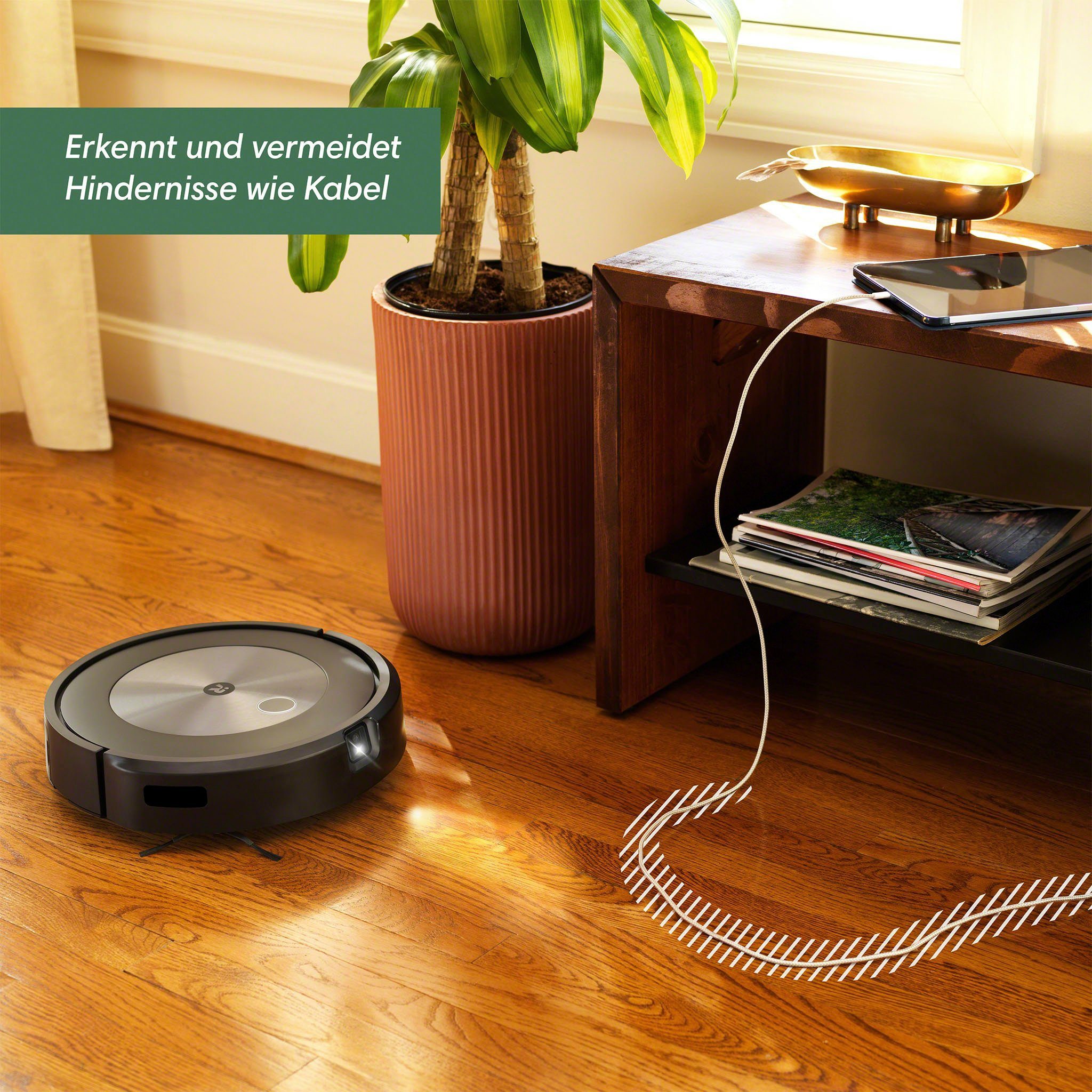 iRobot Saugroboter Roomba® j7+ (j7558), mit Beutel, WLAN-fähig mit autom. Absaugstation, Kartierung und zwei Gummibürsten