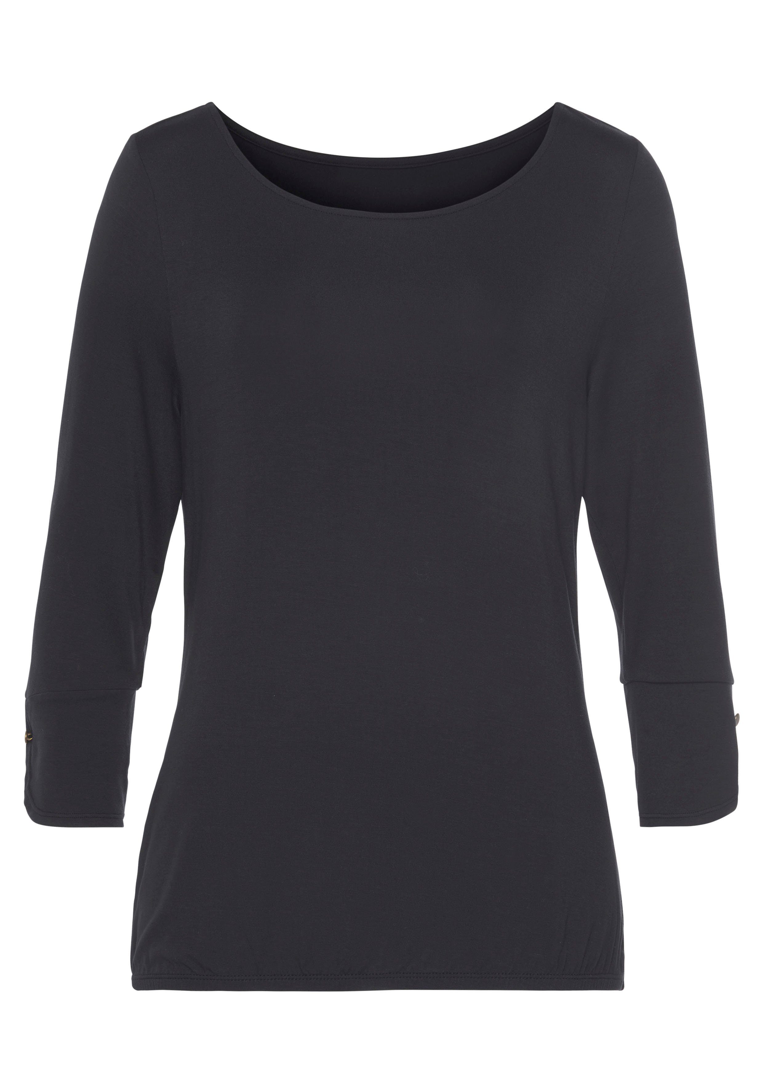 Vivance 3/4-Arm-Shirt mit modischen Manschetten und goldfarbenen Knöpfen