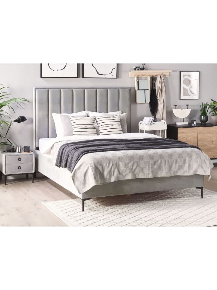 Beliani Schlafzimmer Set SEZANNE in Grau/Schwarz - (W) 170 x (H) 142  x (L) 215  cm günstig kaufen onesize